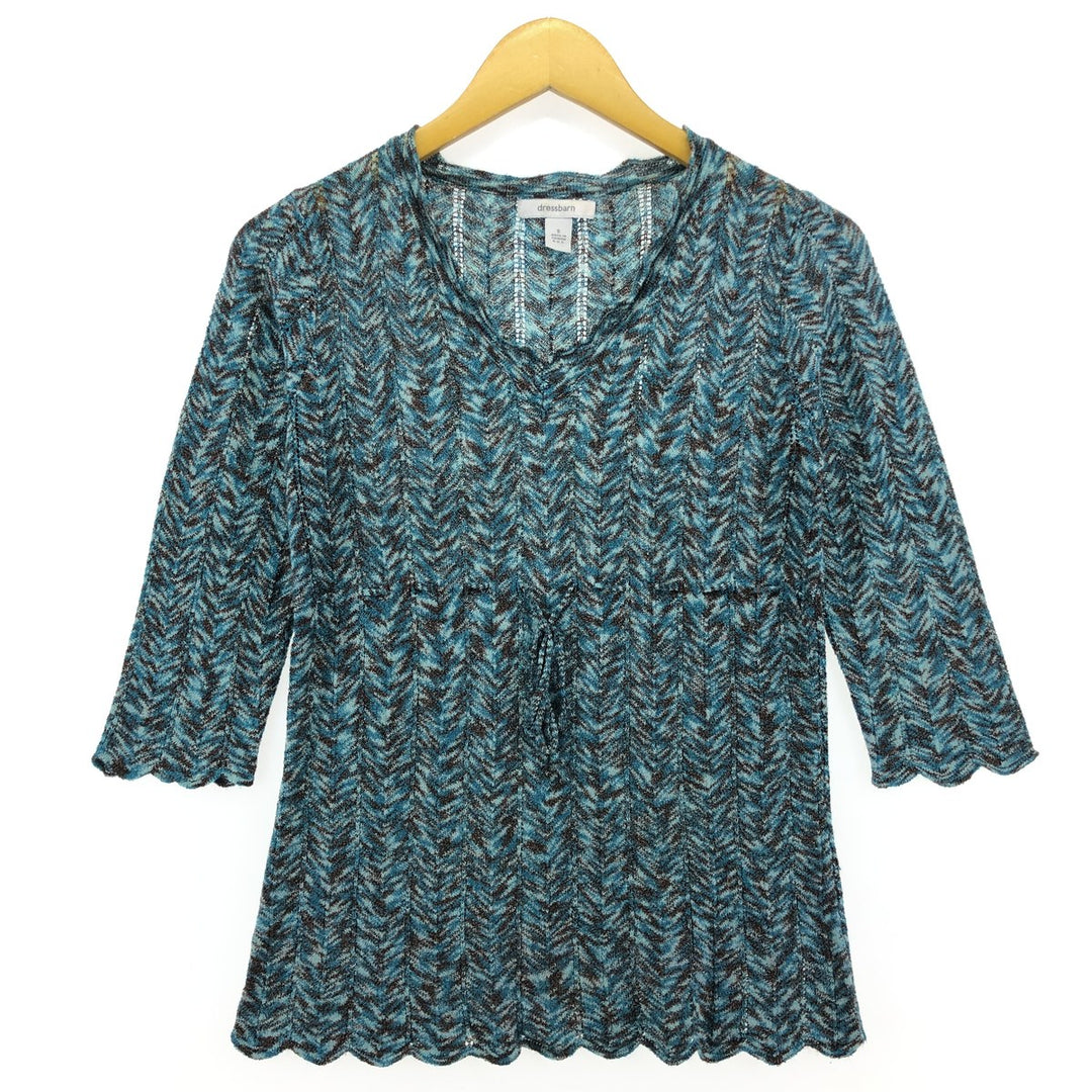 Dressbarn All-over Print V-neck 3/4 Sleeve Top for Women, Size S /eaa503037