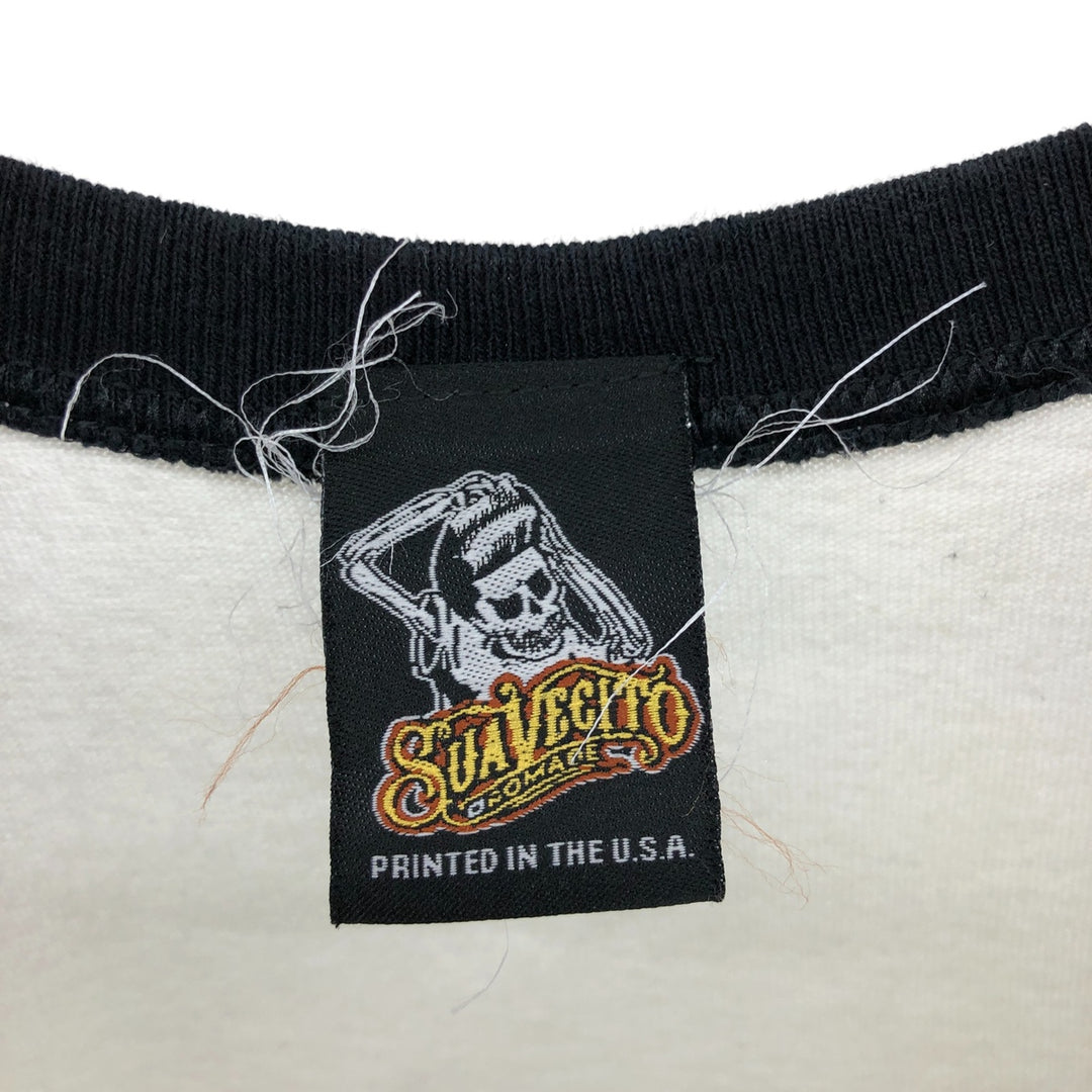 SUAVECITO Skull Pattern 3/4 Sleeve Raglan T-Shirt Made in USA Men's S Size /eaa503043