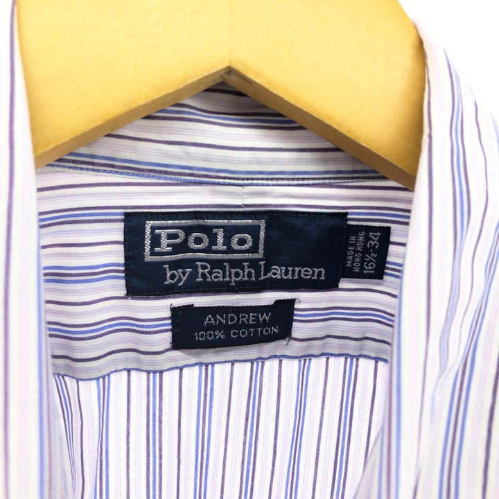 POLO by Ralph Lauren ANDREW Multi-stripe long sleeve cotton striped shirt, men's size L / eaa503076