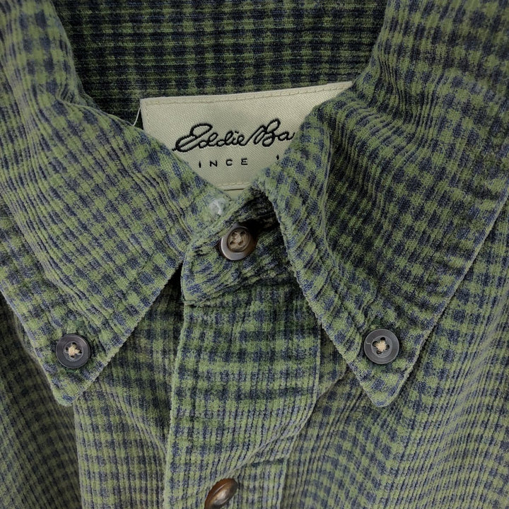 90s~00'S Eddie Bauer Gingham Check Long Sleeve Button Down Corduroy Shirt Men's L size / eaa503080