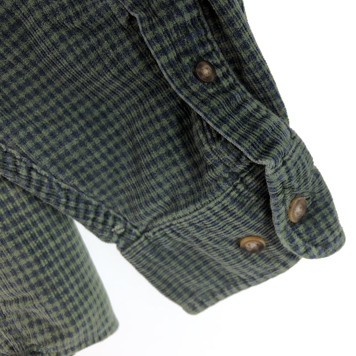 90s~00'S Eddie Bauer Gingham Check Long Sleeve Button Down Corduroy Shirt Men's L size / eaa503080