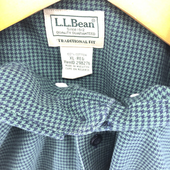 LLBean Houndstooth Pattern Long Sleeve Button-Down Shirt Men's XL /eaa503104