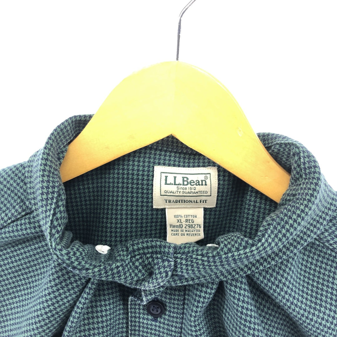 LLBean Houndstooth Pattern Long Sleeve Button-Down Shirt Men's XL /eaa503104