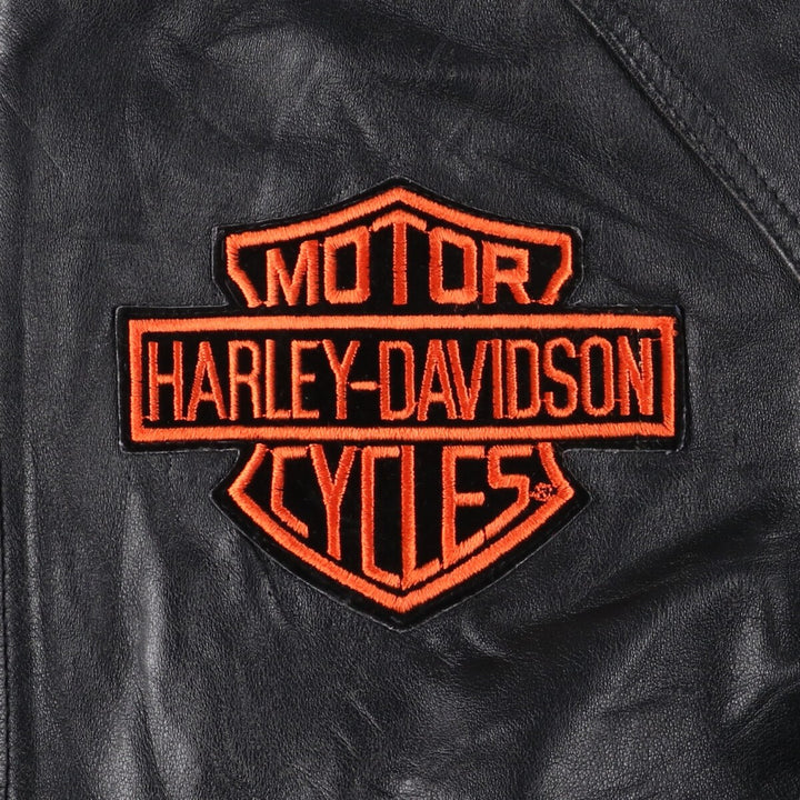 AVIREX HARLEY-DAVIDSON Fire Pattern Skull Pattern Leather Blouson Men's XL Size / eaa503164