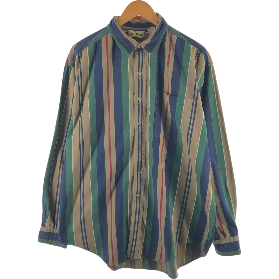 80'S LLBean Long Sleeve Cotton Striped Shirt Men's Size L Vintage /eaa503377