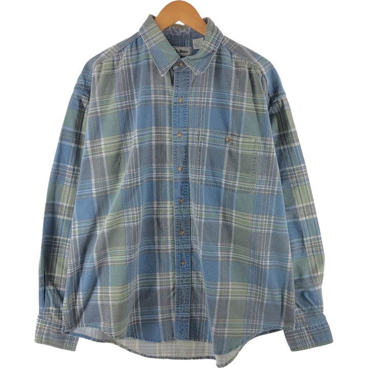 80'S LLBean Long Sleeve Cotton Check Shirt Made in Canada Men's XL Vintage /eaa503378