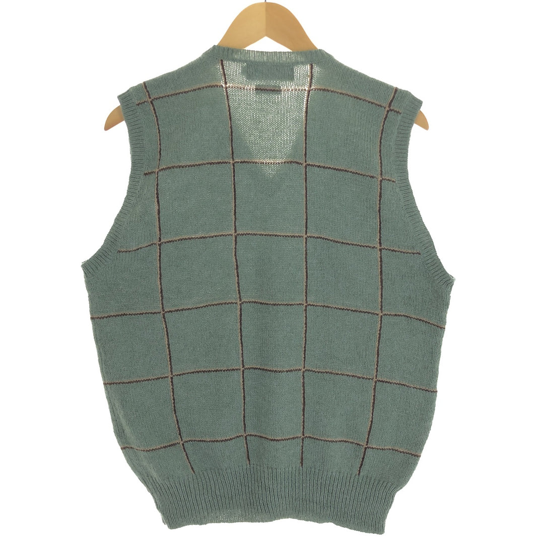 Ralph Lauren POLO by Ralph Lauren Check Pattern V-neck wool knit vest, men's size M / eaa503405