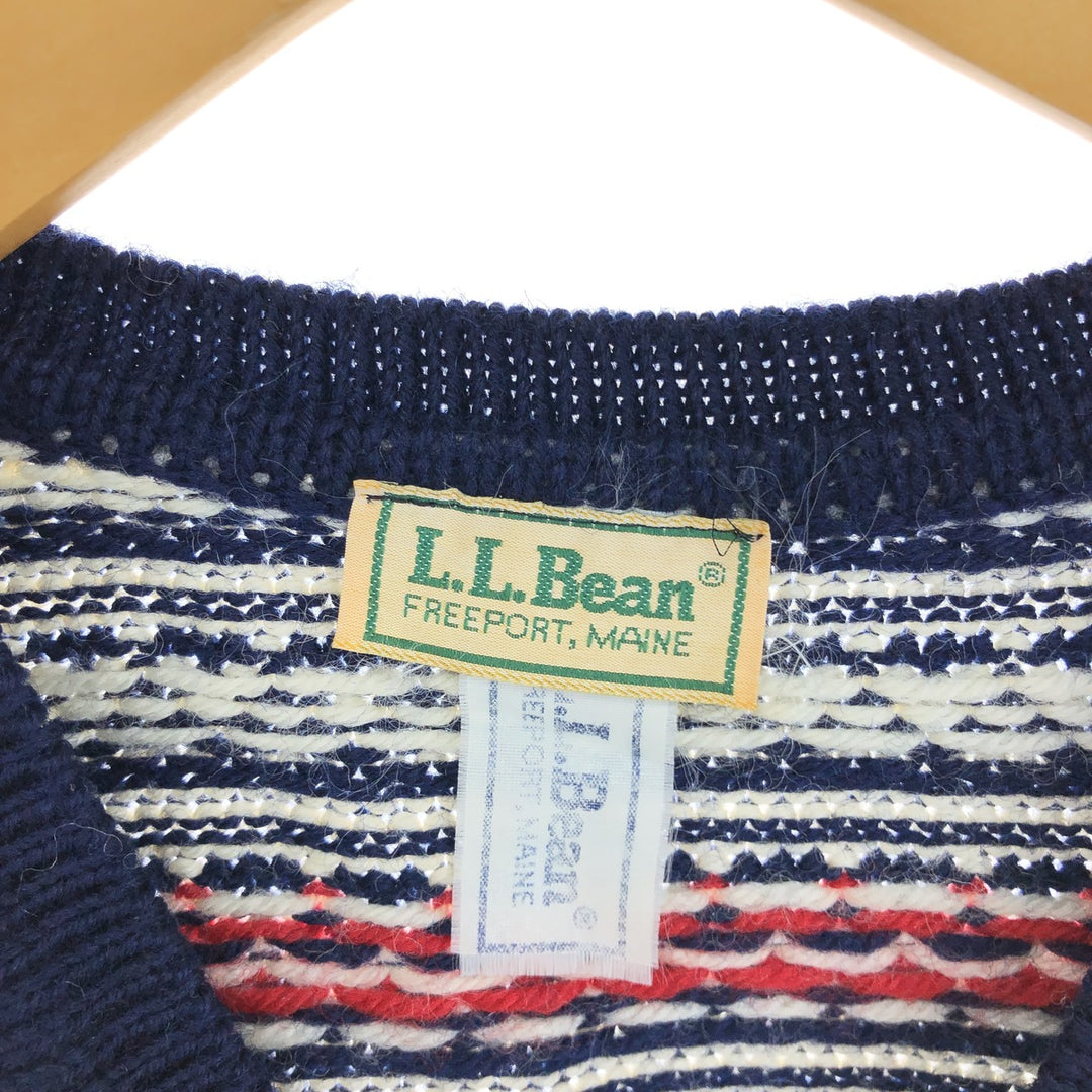 80'S LLBean all-over print V-neck wool knit vest, men's size L, vintage /eaa503406