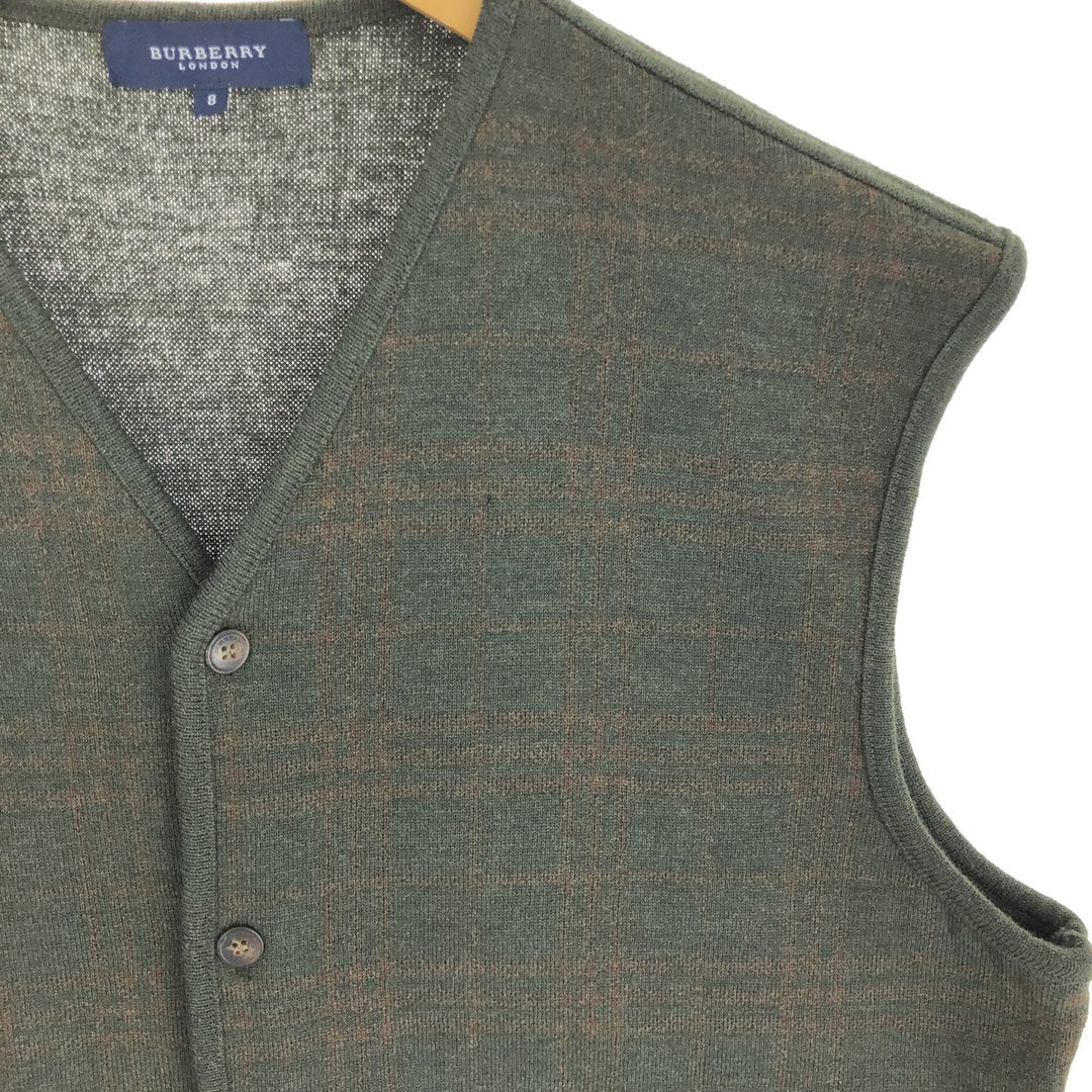 Burberry's LONDON Check Pattern Open Front Wool Knit Vest Men's Size L / eaa503409