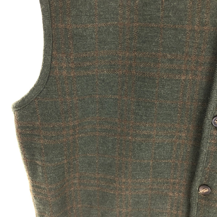 Burberry's LONDON Check Pattern Open Front Wool Knit Vest Men's Size L / eaa503409