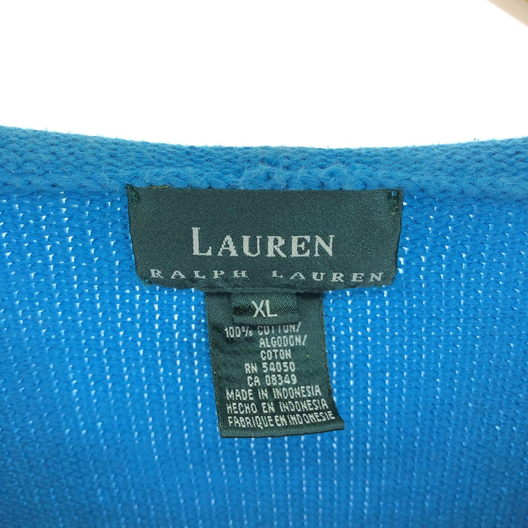 Ralph Lauren LAUREN Lauren Roll Neck Multi-Border Cotton Knit Sweater Women's XL /eaa503528