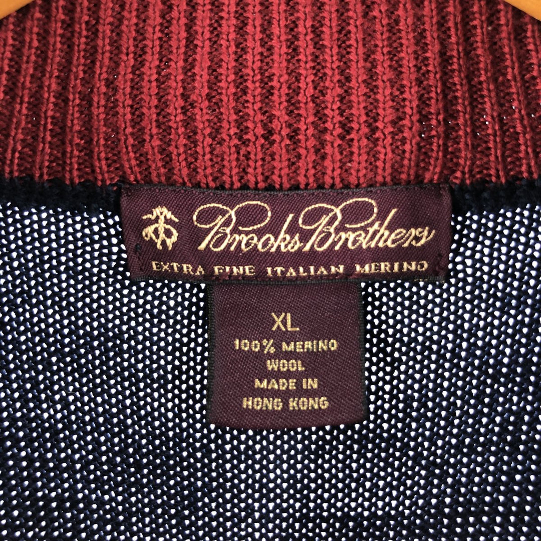 ~90'S Brooks Brothers Border Pattern Wool Knit Half Zip Sweater Men's XL Vintage /eaa503566