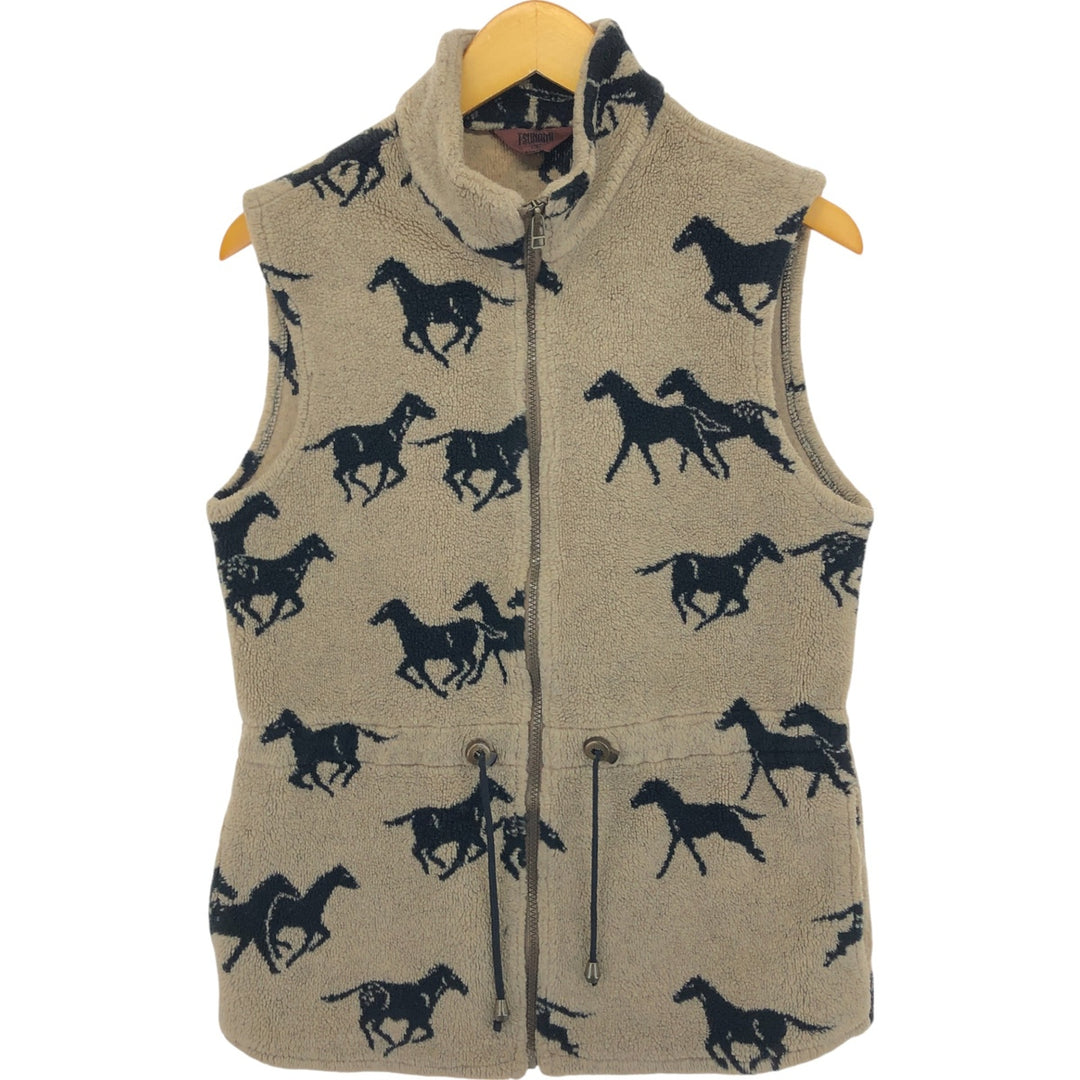 TSUNAMI SPORT All-over Horse Pattern Fleece Vest Made in Canada Women's M Size /eaa503603