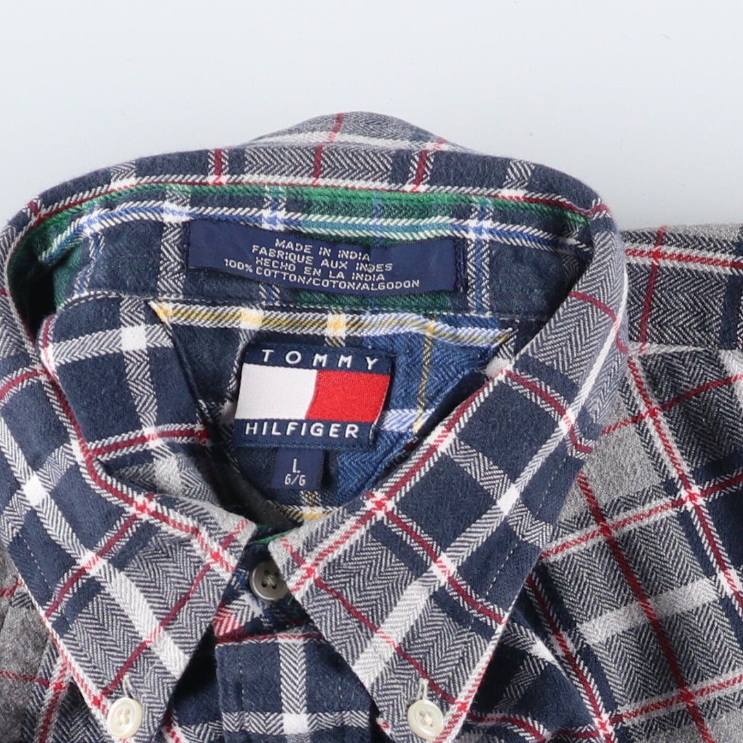 90s-S Tommy Hilfiger Long Sleeve Button Down Flannel Check Shirt Women's L Size Vintage /eaa503641