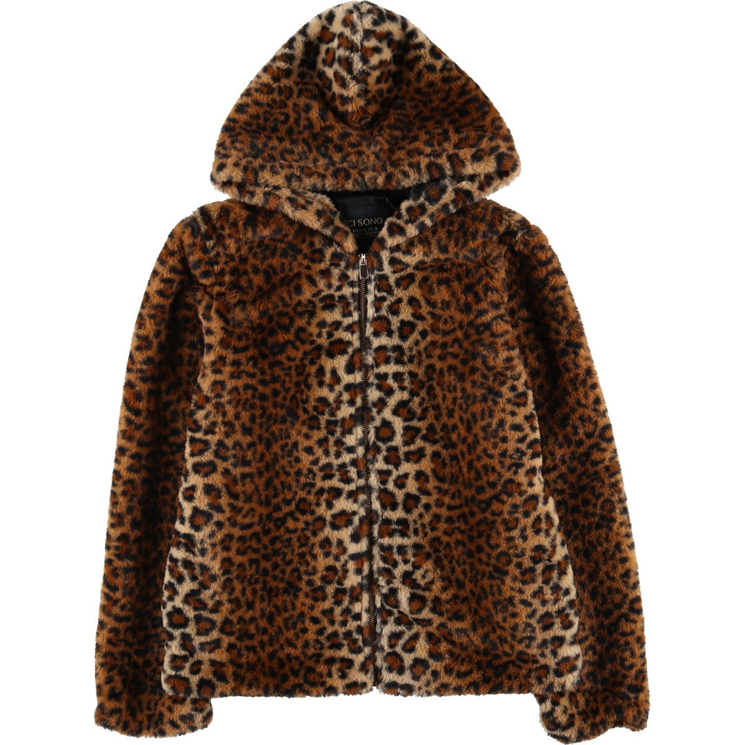 CI SONO Leopard Pattern Pullover Faux Fur Short Coat Women's M size /eaa503650