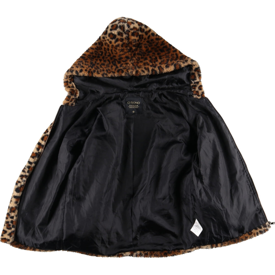 CI SONO Leopard Pattern Pullover Faux Fur Short Coat Women's M size /eaa503650