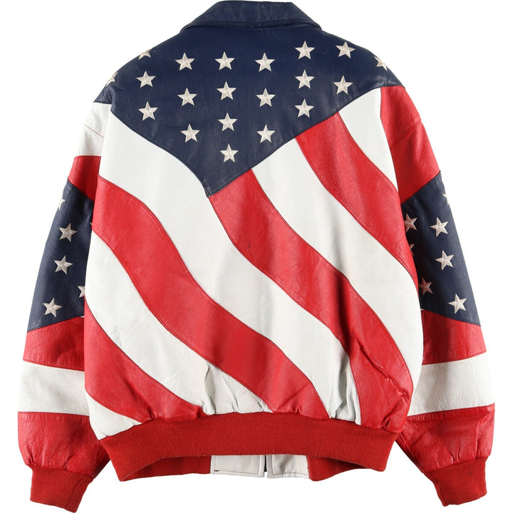 Michael Hoban Stars and Stripes Leather Blouson Jacket Men's Size L / eaa503658