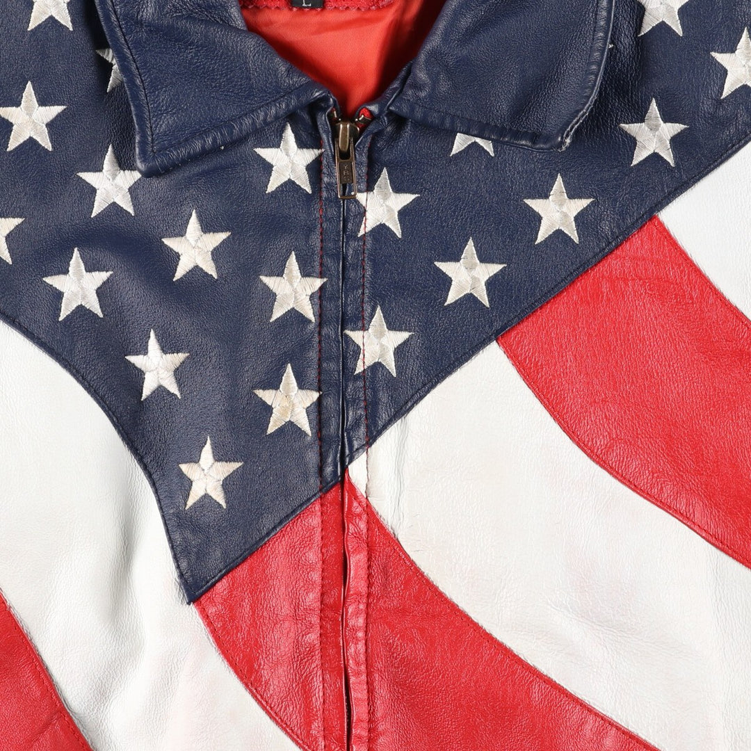 Michael Hoban Stars and Stripes Leather Blouson Jacket Men's Size L / eaa503658