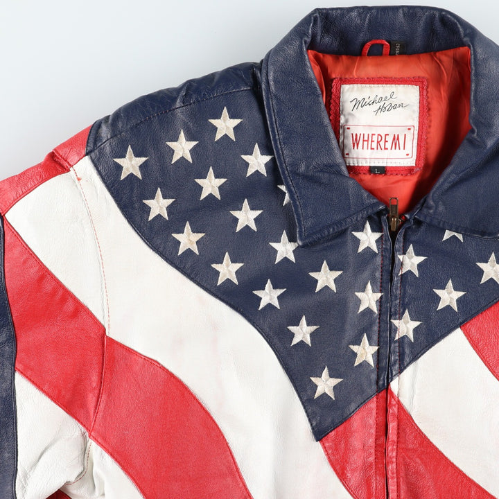 Michael Hoban Stars and Stripes Leather Blouson Jacket Men's Size L / eaa503658