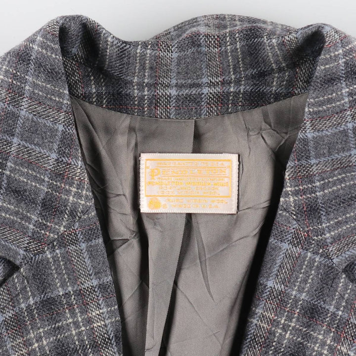 70'S Pendleton Check Pattern Wool Tailored Jacket Made in USA Women's M Size Vintage /eaa503679