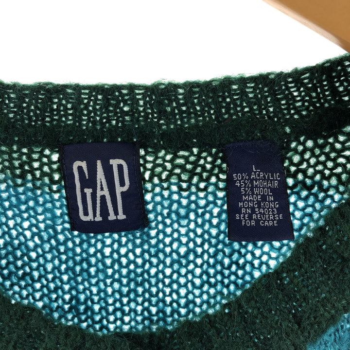 90'S GAP Old Gap Border Pattern Acrylic x Mohair Knit Cardigan Women's L Size Vintage /eaa503960