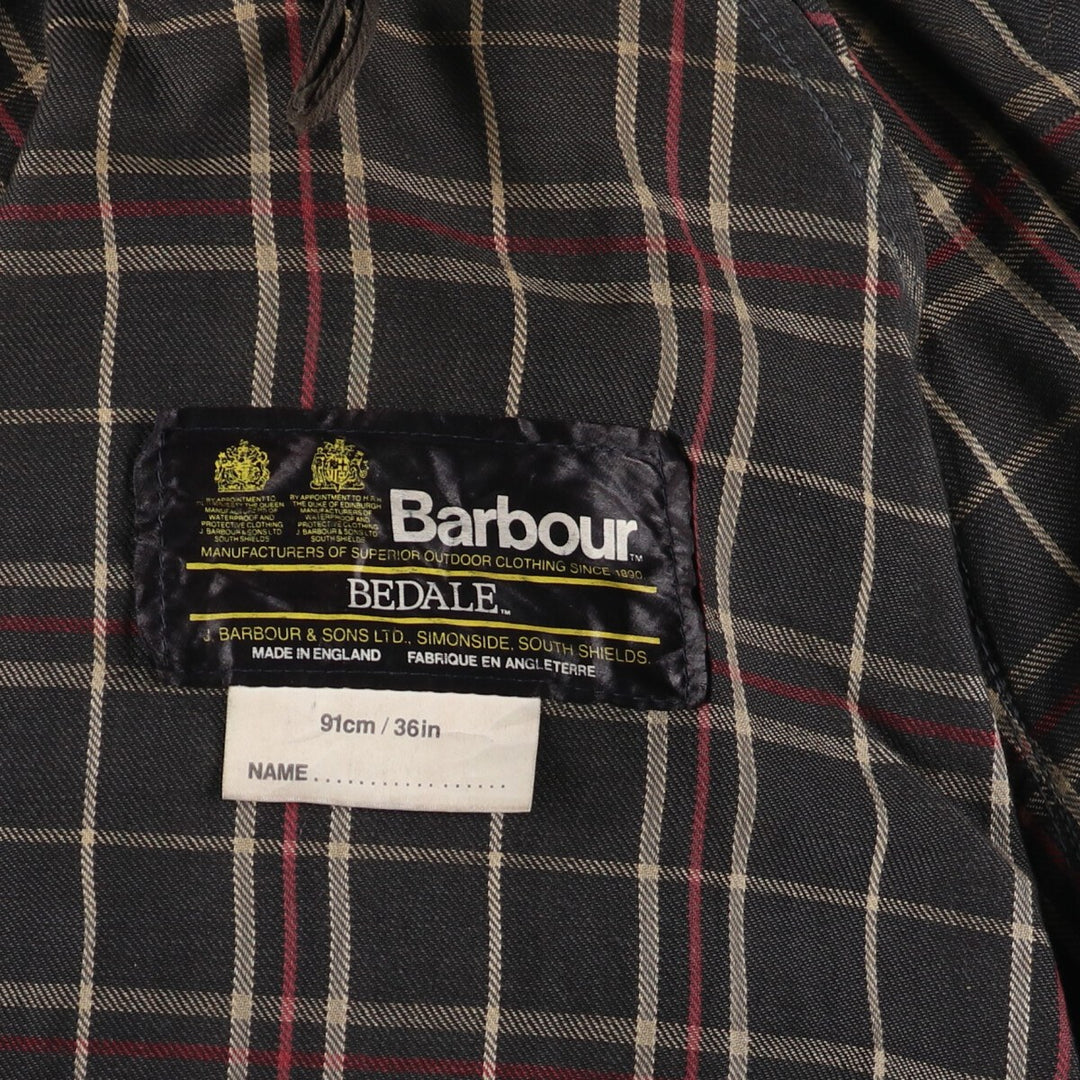 80'S Barbour BEDALE 2 Warrant waxed cotton oiled jacket made in England 36in men's size S vintage /eaa503991