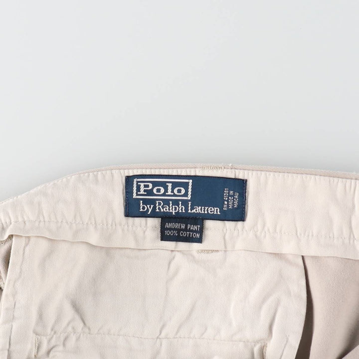 Ralph Lauren POLO by Ralph Lauren Two-pleat Chino Pants for Men, W37 cotton Beige type Vintage Second Hand