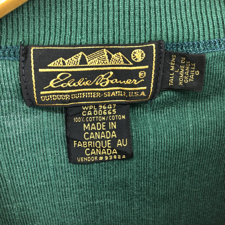 90'S Eddie Bauer Henley neck thermal long T-shirt Made in Canada Men's L size Vintage /eaa504084