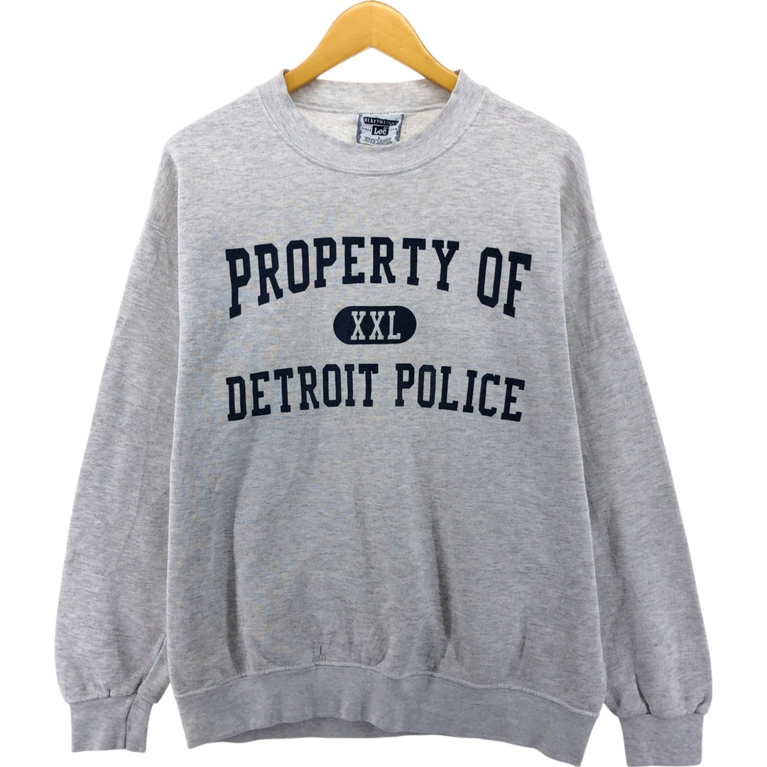 90'S Lee DETROIT POLICE printed sweatshirt, men's size L, vintage /eaa504141