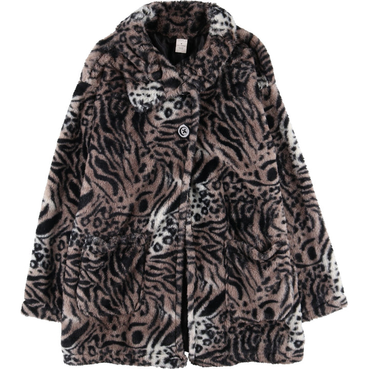 CASUAL IDENTITY Leopard Pattern Faux Fur Half Coat Women's M size / eaa504163