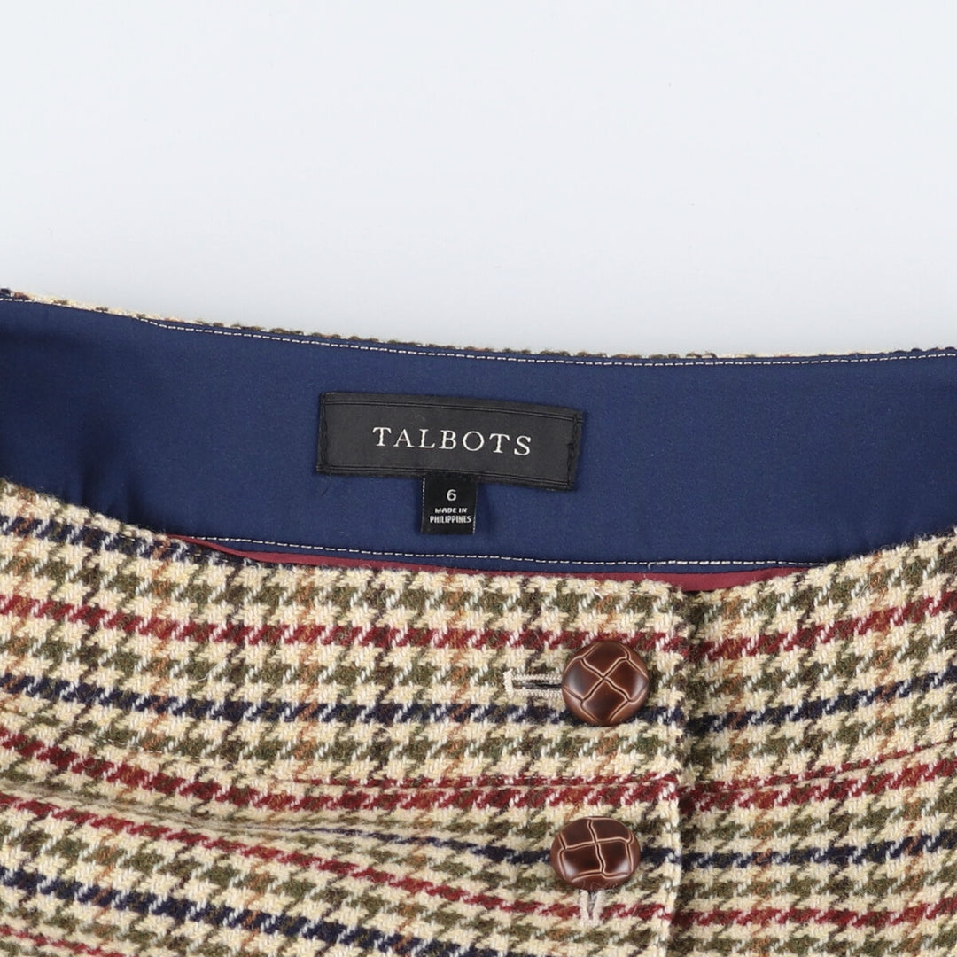 Talbots Gun Club Check Open Front Wool Trapezoid Mini Skirt Women's XL /eaa504199