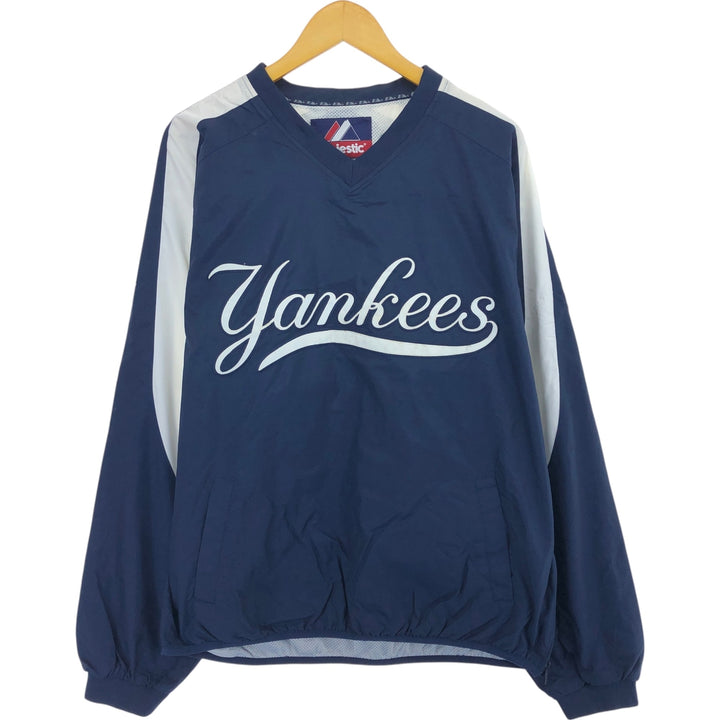 Majestic MLB NEW YORK YANKEES New York Yankees V-neck nylon pullover Men's XL equivalent /eaa504370