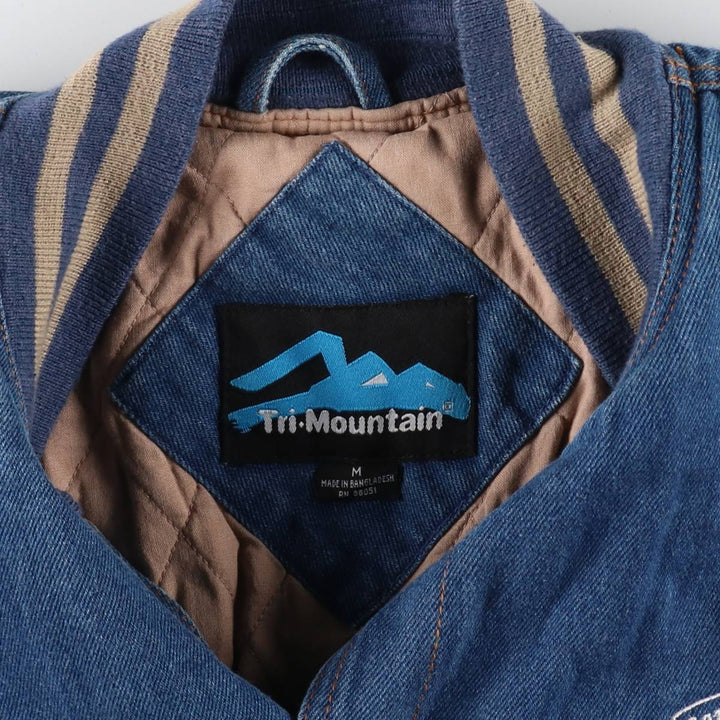 TRI MOUNTAIN Padded Denim Varsity Jacket Men's M Size /eaa504421