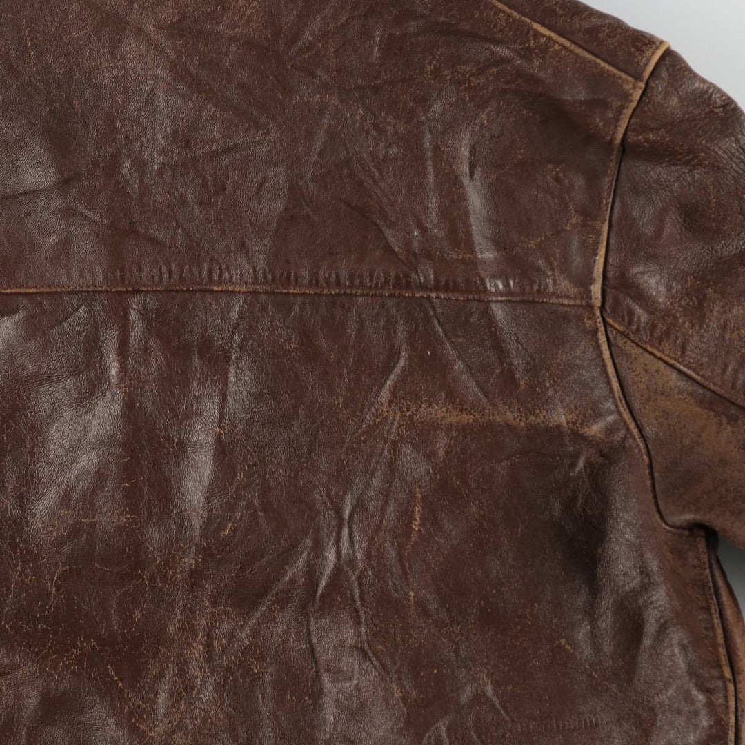 ~70'S UNKNOWN Leather Car Coat Men's XL Size Vintage /eaa504432