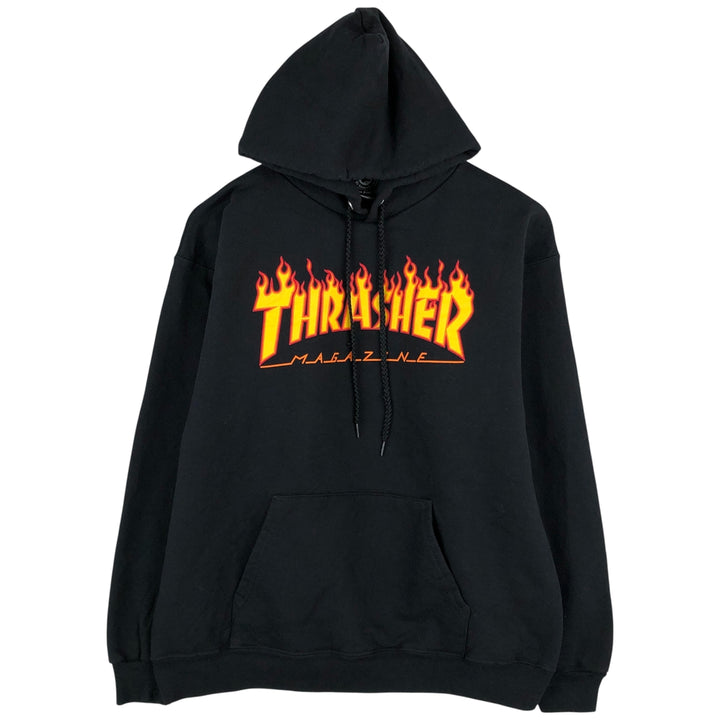 Thrasher Fire Pattern Pullover Hoodie, Men's Size M cotton black type Vintage Second Hand