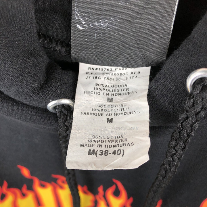 Thrasher Fire Pattern Pullover Hoodie, Men's Size M cotton black type Vintage Second Hand
