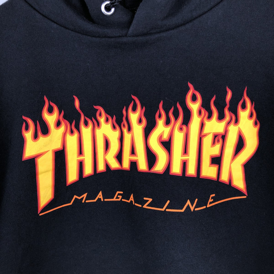 Thrasher Fire Pattern Pullover Hoodie, Men's Size M cotton black type Vintage Second Hand