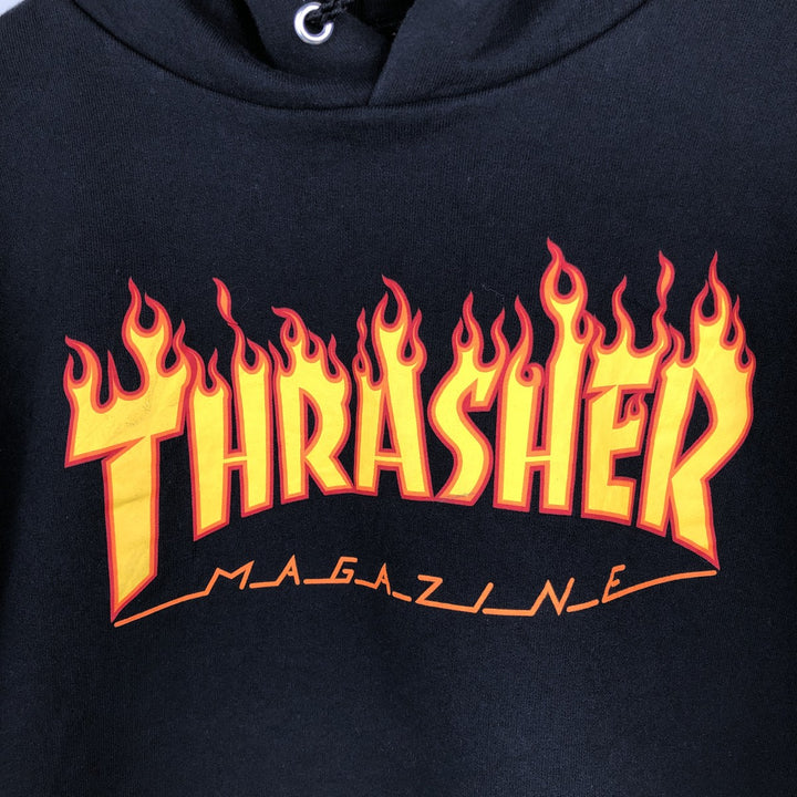 Thrasher Fire Pattern Pullover Hoodie, Men's Size M cotton black type Vintage Second Hand