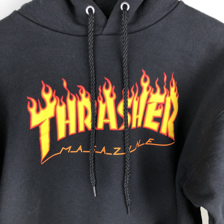 Thrasher Fire Pattern Pullover Hoodie, Men's Size M cotton black type Vintage Second Hand