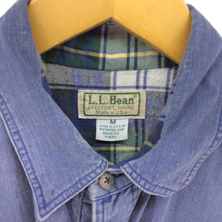 80'S LLBean Long Sleeve Cotton Shirt Made in USA Men's M Size Vintage /eaa504543