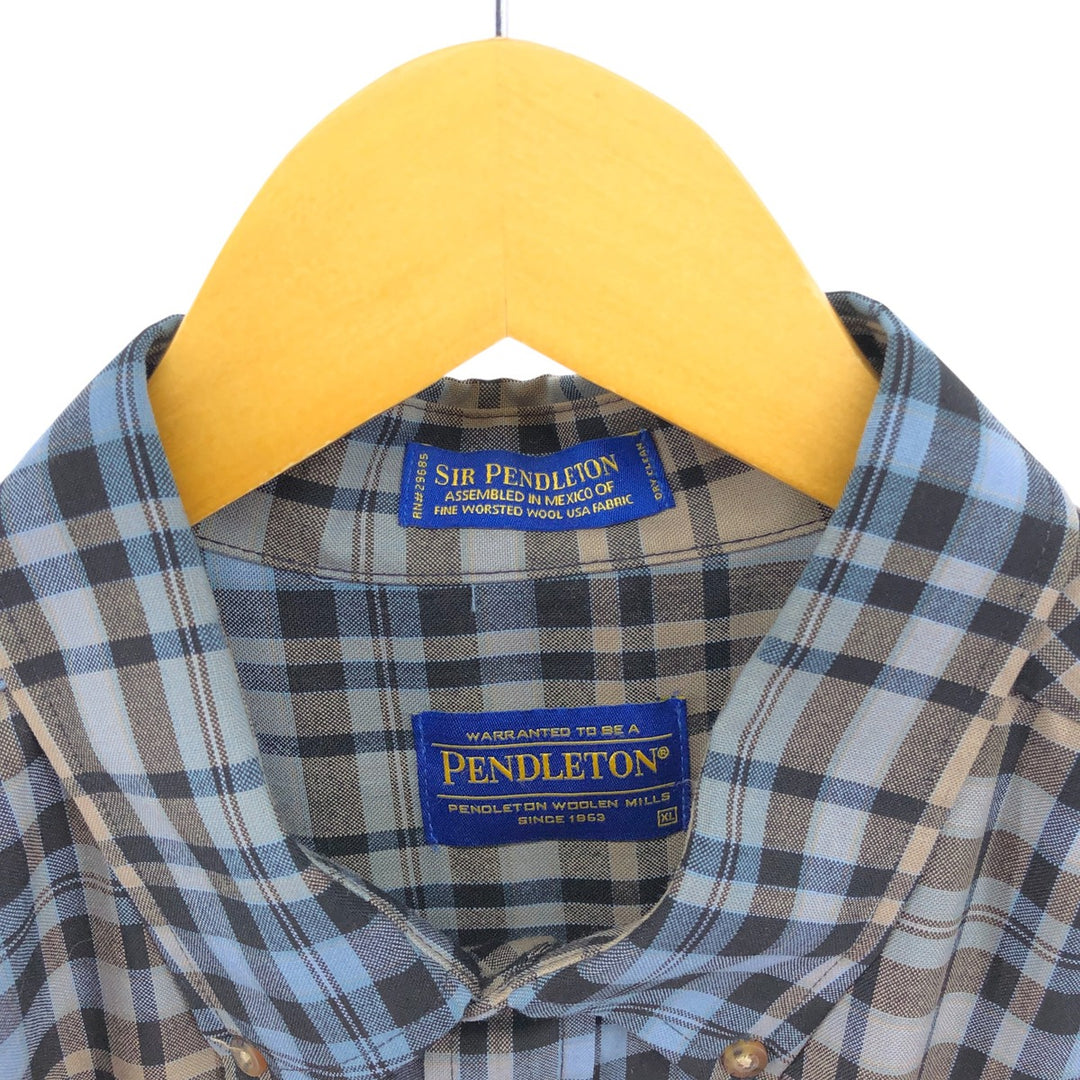 Pendleton Check Pattern Wool Button-Down Shirt, Men's XL Size / eaa504557