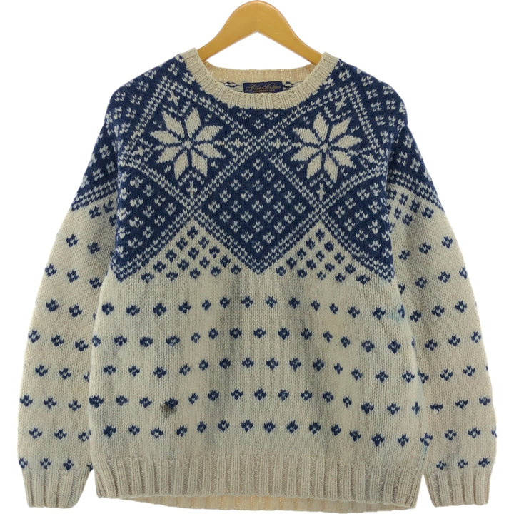 Brooks Brothers ESTABLISHED 1818 All-over Snow Pattern HAND KNIT Nordic Sweater Men's M size / eaa504617