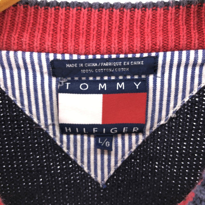 90'S Tommy Hilfiger Stripe Pattern Cotton Knit Sweater Men's Size L Vintage /eaa504629