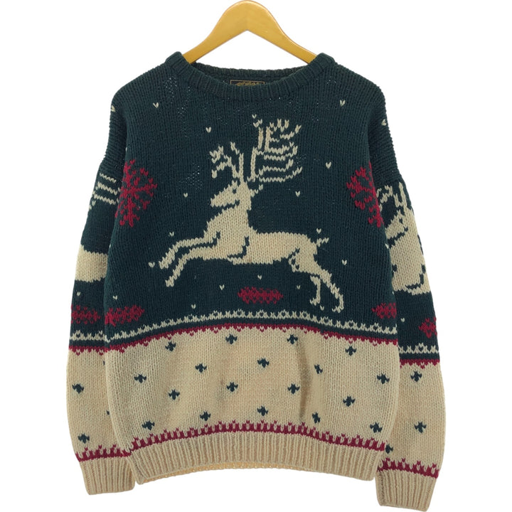 80s-90'S Eddie Bauer Black Tag Reindeer Pattern Nordic Sweater Men's M Size Vintage / eaa504648