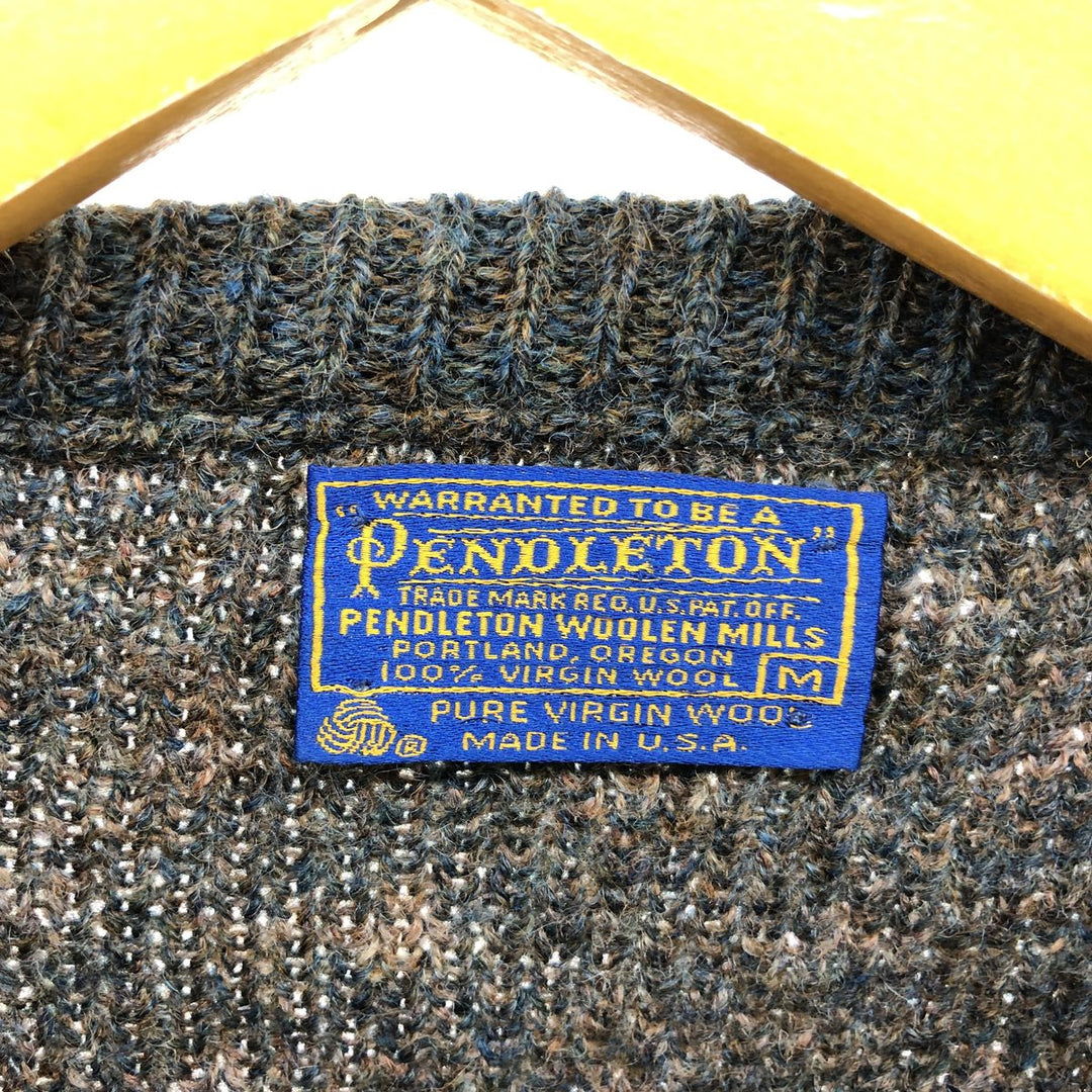 70'S Pendleton Animal Pattern Wool Knit Sweater Made in USA Men's M Size Vintage /eaa504650