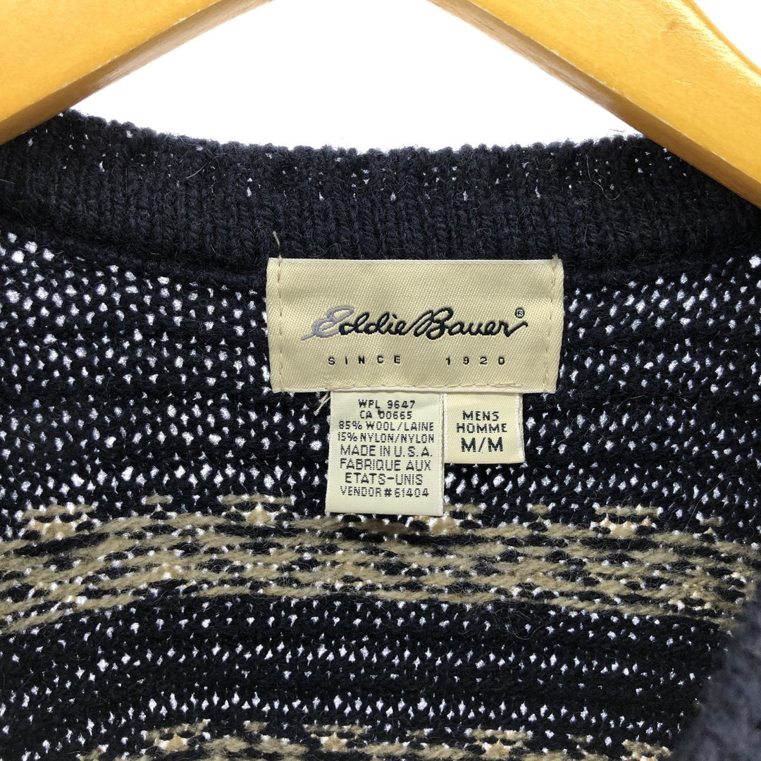 00'S Eddie Bauer all-over print Nordic sweater, made in USA, men's size M / eaa504658