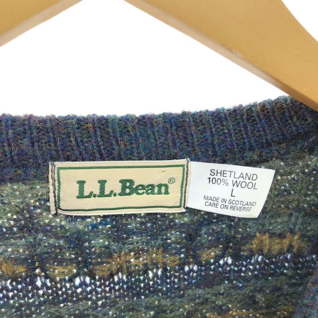 90'S LLBean all-over print Nordic sweater made in Scotland, men's size L, vintage /eaa504661