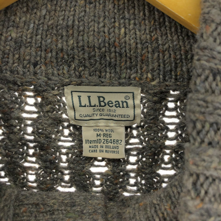 90'S LLBean Henley Neck Fisherman Aran Knit Sweater Men's M Size Vintage /eaa504692