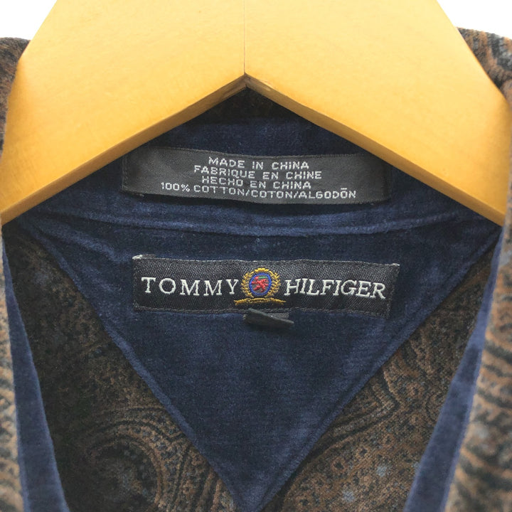 00'S Tommy Hilfiger Paisley Pattern Long Sleeve Velvet Shirt Men's XL / eaa504705