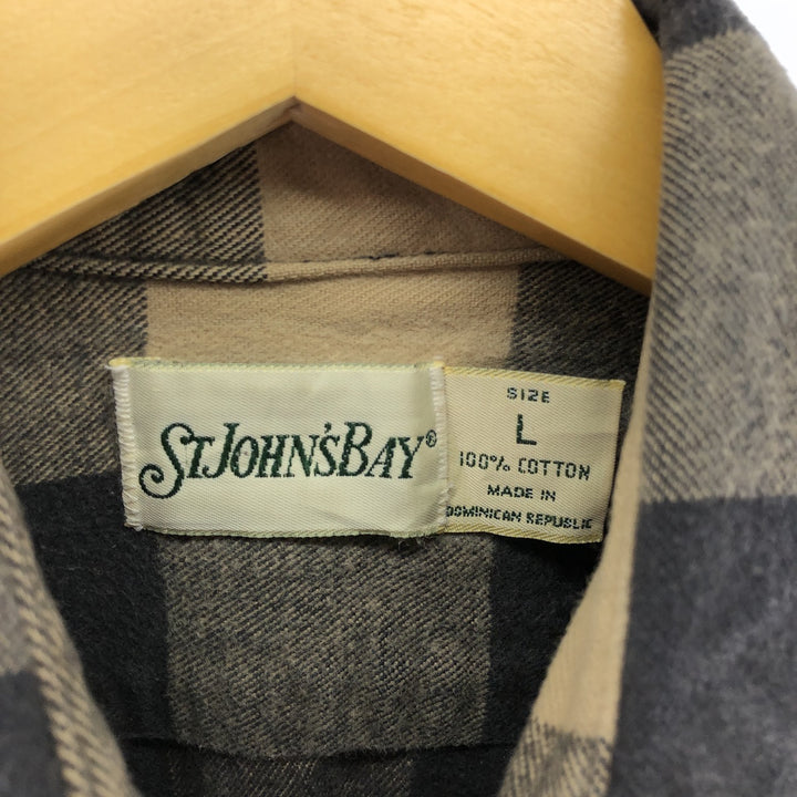 90'S St. John's Bay Vintage Long Sleeve Heavy Flannel Check Shirt, Men's Size L /eaa504717